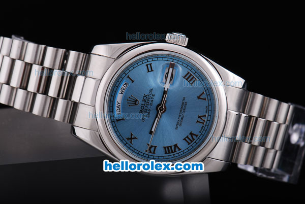 Rolex Day-Date Oyster Perpetual Automatic with Blue Dial and Roman Marking - Click Image to Close